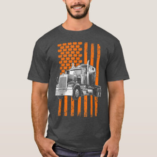 Trucker American Flag Semi-Trailer Truck Driver Ha T Shirt