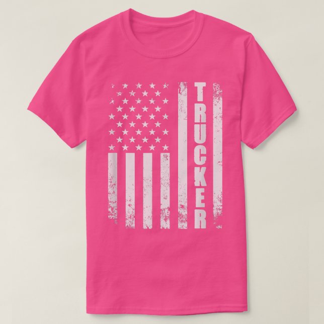 Trucker American Flag Semi Truck Driver 18 Wheeler T Shirt (Design framsida)