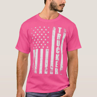 Trucker American Flag Semi Truck Driver 18 Wheeler T Shirt