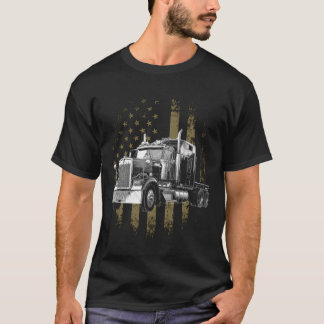 Trucker American Flagga Big Rig Semi-Trailer Lastb T Shirt