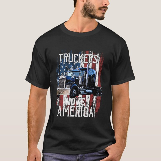 Trucker American Flagga Driver Gift T Shirt (Framsida)