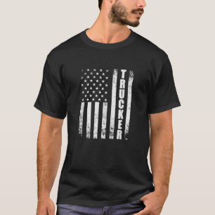 Trucker American Flagga Semi Lastbil Driver 18 Whe T Shirt