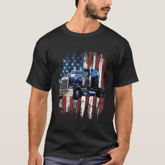 Trucker Amerikansk Flagga Lastbilschaufför Lastbil T Shirt