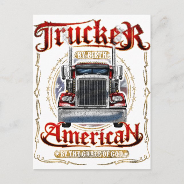 Trucker av Birth American By Grace of God Vykort (Framsida)