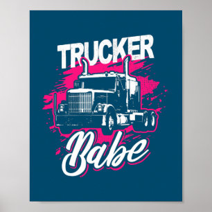 Trucker Babe Female Lastbil förare Woman Trucker Poster