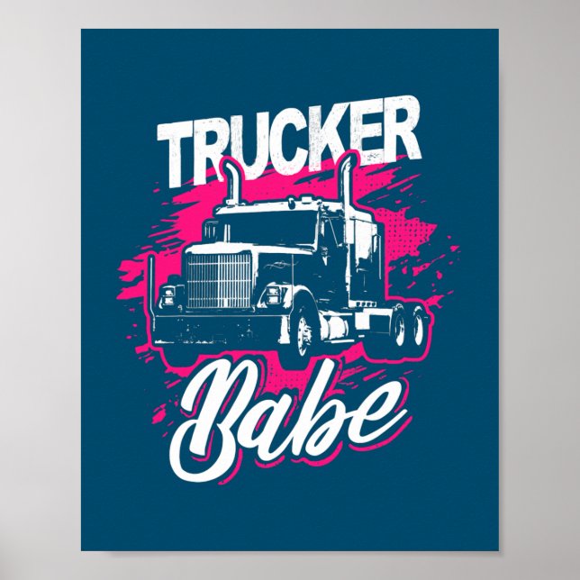 Trucker Babe Female Lastbil förare Woman Trucker Poster (Framsidan)