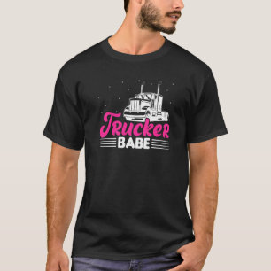 Trucker Babe Trailer 18 Wheeler Lastbil Driver Wom T Shirt