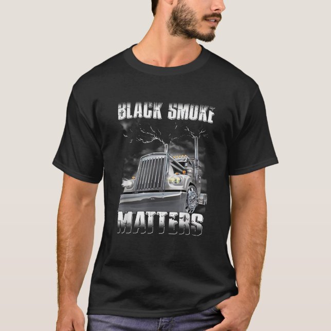 Trucker Bla Smoke Mat ter Lastbil Driver T Shirt (Framsida)