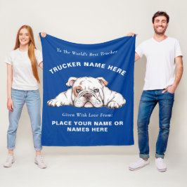 Trucker Bulldog-presentfilt (Personligt gåva) Fleecefilt