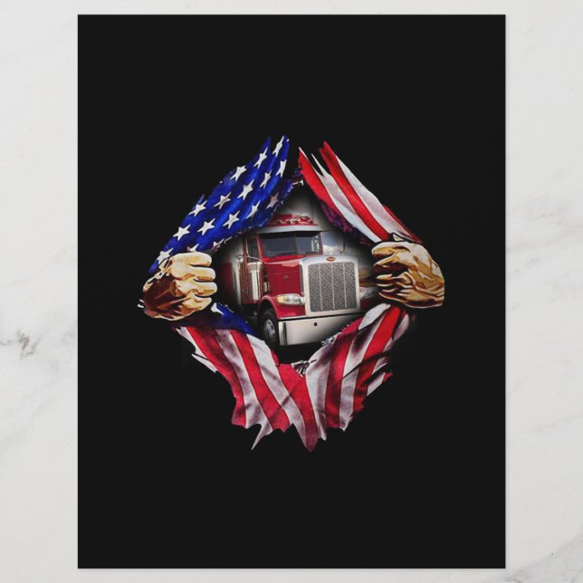 Trucker Driver American Flagga Lastbil Brevhuvud (Framsida)