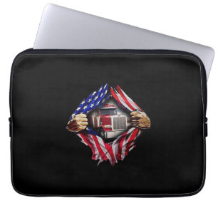 Trucker Driver American Flagga Lastbil Laptop Fodral