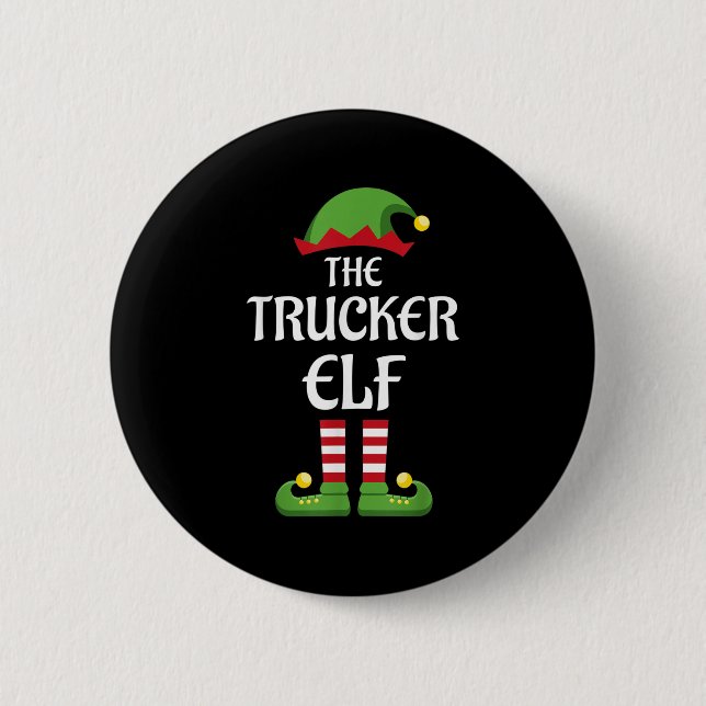 Trucker Elf Family Matching Group Christmas  Knapp (Framsida)