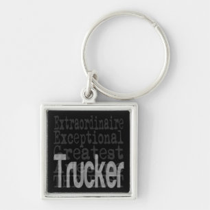 Trucker Extraordinaire Fyrkantig Silverfärgad Nyckelring