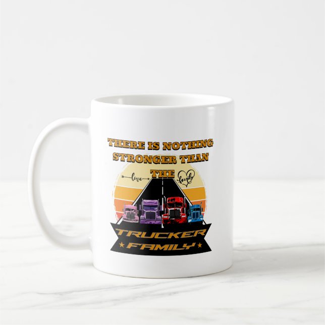 Trucker Family Strong Parents Children Road Bond Kaffemugg (Vänster)