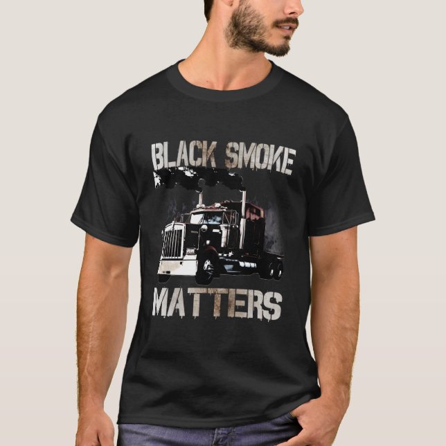 Trucker ger dragbil 18 Wheeler Smoke Mat T Shirt (Framsida)