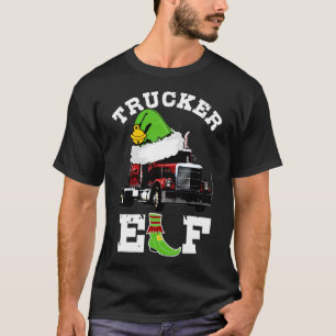 Trucker ger julklapp Elf 18 Wheel Tractor Trail T Shirt