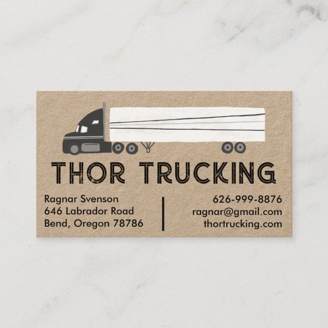 Trucker Hauling Logistics Transport Flytta Kraft Visitkort (Framsida)