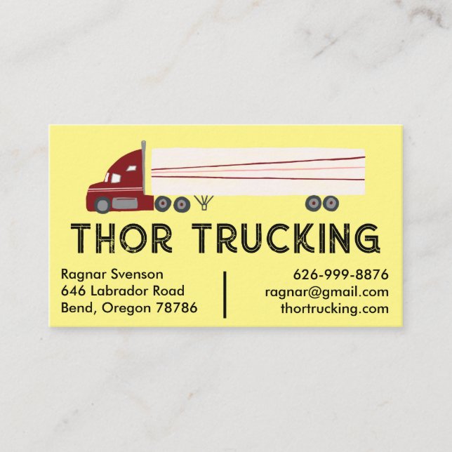 Trucker Hauling Logistics Trucking Flytta Lastbil Visitkort (Framsida)