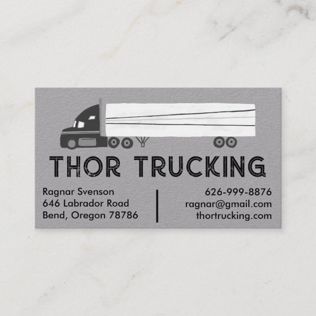 Trucker Hauling Logistics Trucking Flytta Lastbil Visitkort (Framsida)