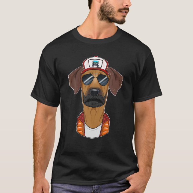 Trucker Hund I Lastbil Driver Rhodesian Ridgeback T Shirt (Framsida)