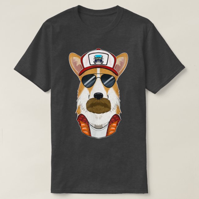 Trucker Hund I Lastbil Driver Welsh Corgi T Shirt (Design framsida)
