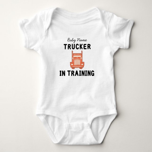 Trucker i Lastbil-chauffören Baby Namn T Shirt (Framsida)