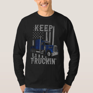 Trucker Lastbil Driver Vintage Usa American Flagga T Shirt