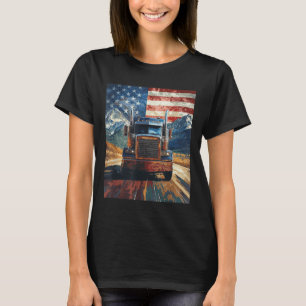 Trucker Lastbil USA Flagga Graphic T Shirt
