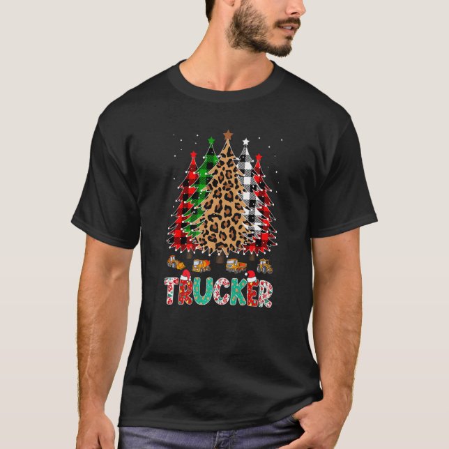 Trucker Leopard Red White Grönt Play jul Tr T Shirt (Framsida)