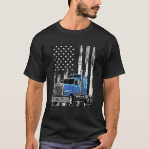Trucker Pappa Lastbilschaufför Konst USA Flagga T Shirt