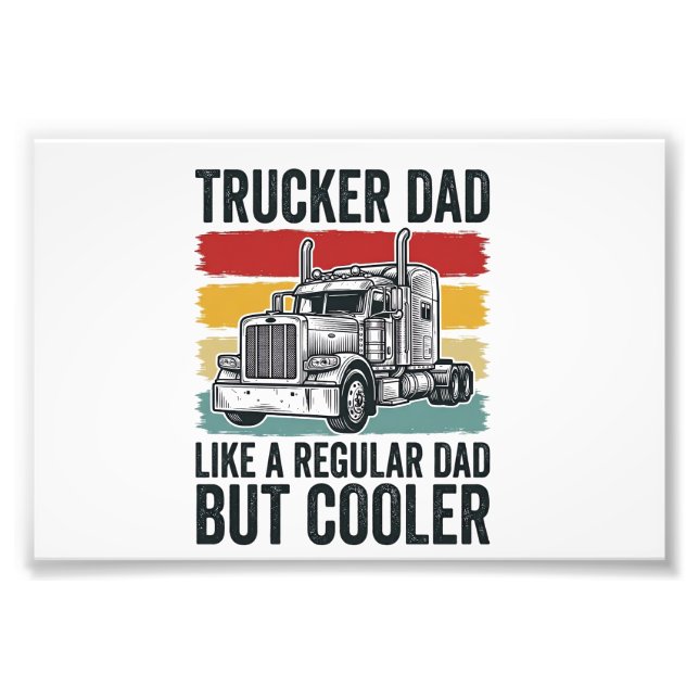 Trucker Pappa Som en Vanlig Pappa Men Coolare T-sh Fototryck (Framsidan)