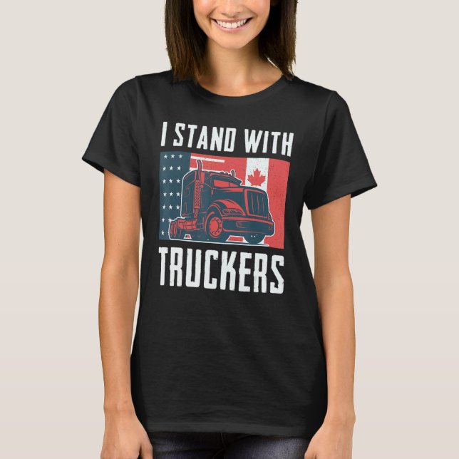 Trucker Support jag står med lastbilschaufförer Am T Shirt (Framsida)