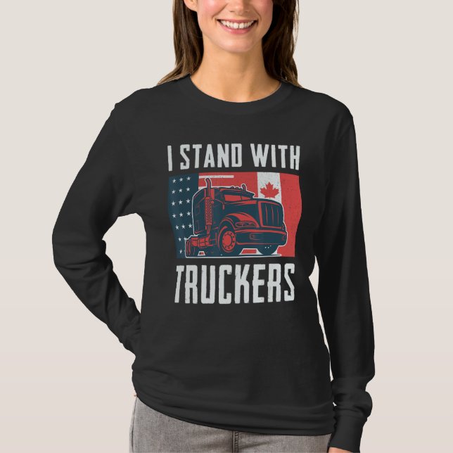 Trucker Support jag står med lastbilschaufförer Am T Shirt (Framsida)