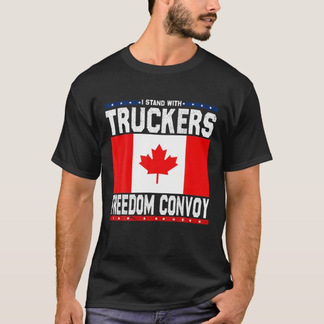 Trucker-support: jag står på Truckers Freedom Conv T Shirt (Framsida)