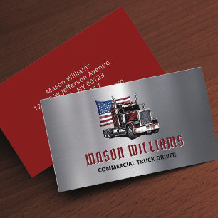 Trucker Transport Trucker Company American Flagga Visitkort