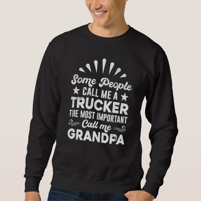 Trucker Truck Driver  People Call Me Grandpa Lång Ärmad Tröja (Framsida)