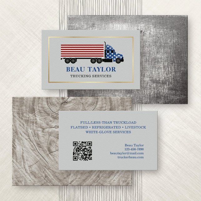 Trucker Trucking Patriotic Visitkort (Skapare uppladdad)