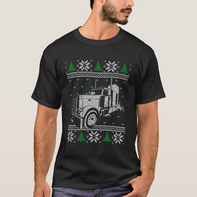 Trucker Ugly jul Sweater Lastbil Driver Gift T Shirt (Framsida)