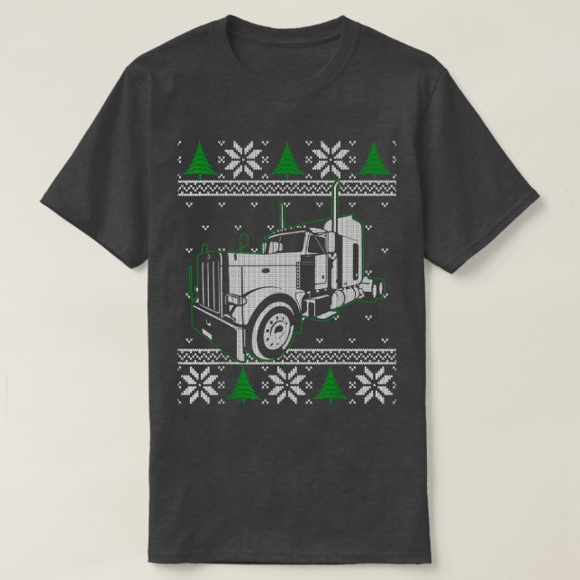Trucker Ugly jul Sweater Lastbil Driver Gift T Shirt (Design framsida)