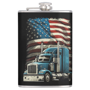 Trucker US American Flagga For Patriotic Lastbil D Fickplunta