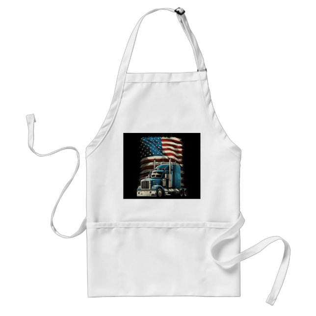 Trucker US American Flagga For Patriotic Lastbil D Förkläde (Framsidan)