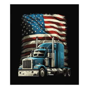 Trucker US American Flagga For Patriotic Lastbil D Fototryck