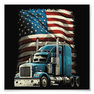Trucker US American Flagga For Patriotic Lastbil D Fototryck