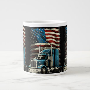 Trucker US American Flagga For Patriotic Lastbil D Jumbo Mugg