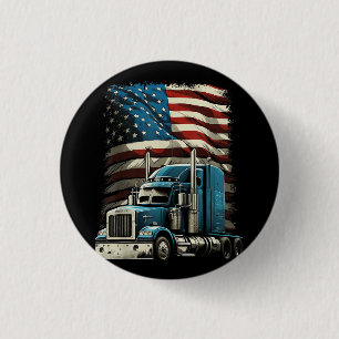 Trucker US American Flagga For Patriotic Lastbil D Knapp