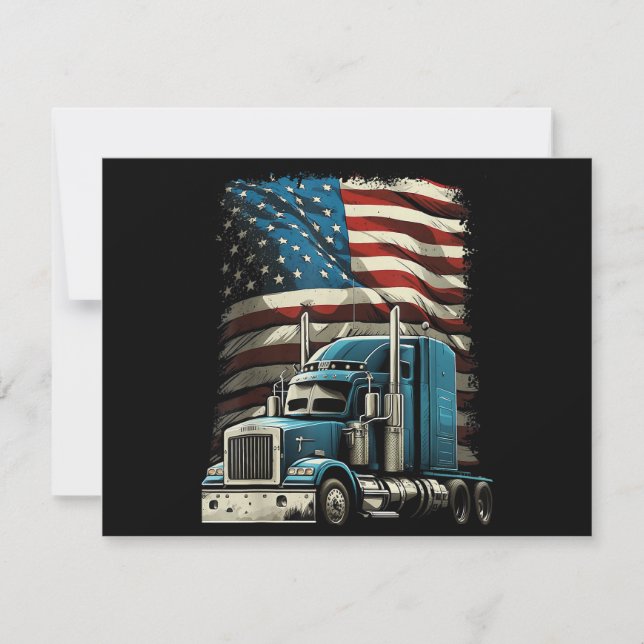 Trucker US American Flagga For Patriotic Lastbil D Spara Datumet (Framsida)
