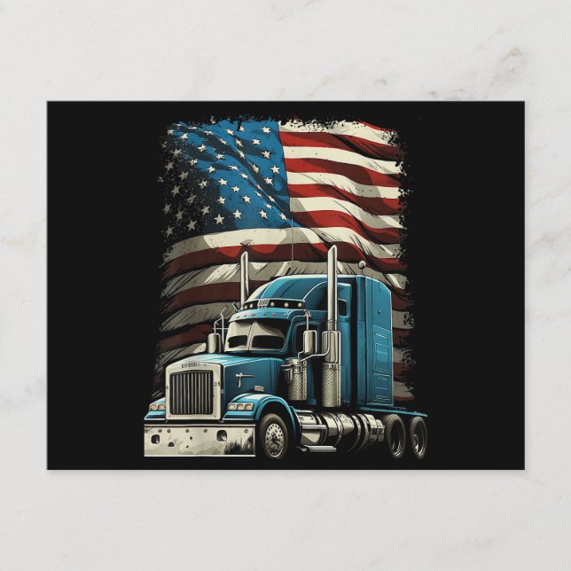 Trucker US American Flagga For Patriotic Lastbil D Tilläggskort (Framsida)