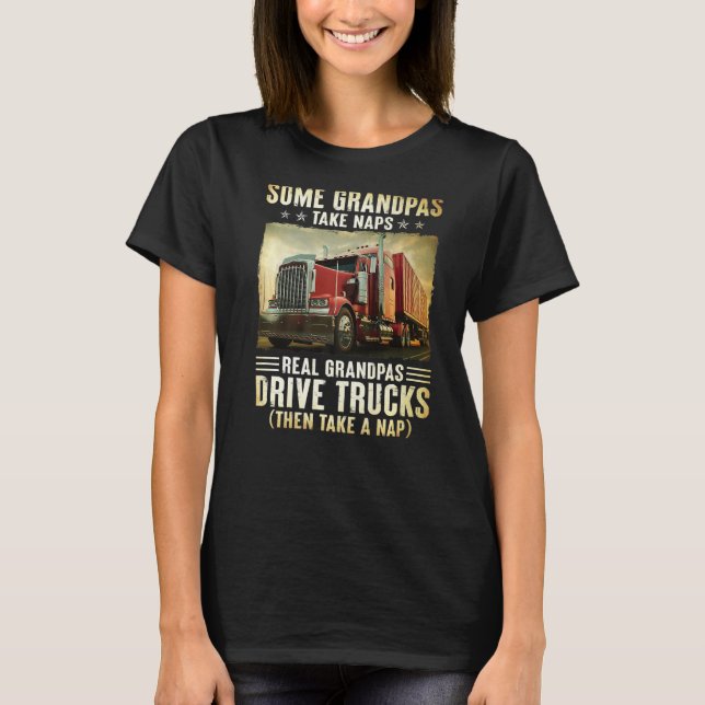 Trucker Vissa morfar tar Naps Real Grandpas Driv T Shirt (Framsida)