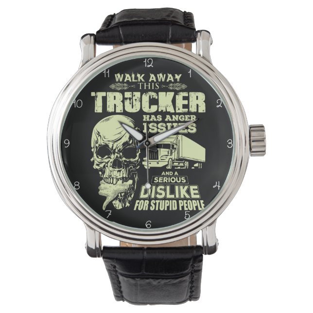 Trucker With Anger Issues Skull Armbandsur (Framsida)