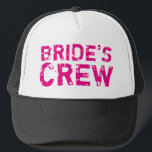 TRUCKERKEPS för BRIDES CREW vintage bachelorette P<br><div class="desc">BRIDES CREW vintage bachelorette Party truckerkepss.
Tvättade svarta texttecken med anpassningsbar för gruppbrid och brons omgivning.
Tillbehör till roligt-gag för bröllop-gruppen,  giftermål,  kvällsflickor,  flickor från helg resa etc. Gör dina egna skrapor för att bli brud,  brudgummar,  maid of honor,  marskalkar,  säkerhet osv.Neon rosa grungy stil typography design.</div>